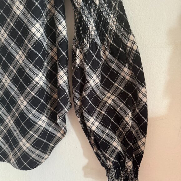 Veronica Beard Black and White Corbie Shirred Plaid Top size 6-8 - Picture 6 of 12